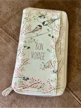 Papaya Art - Cream Floral Bird Print Travel Wallet